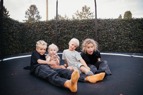 Kids on a trampoline