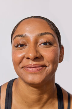 Beautiful multiracial woman in studio 