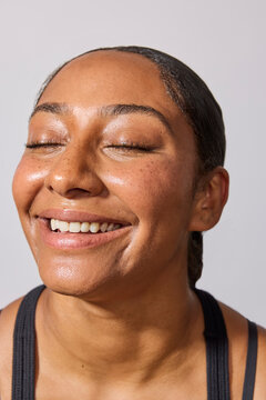 Beautiful multiracial woman in studio 