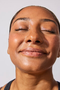 Beautiful multiracial woman in studio 