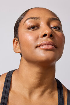 Beautiful multiracial woman in studio 