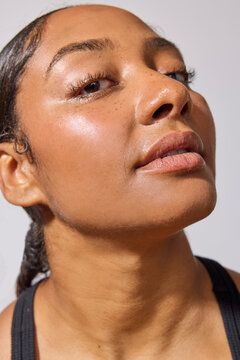 Beautiful multiracial woman in studio 