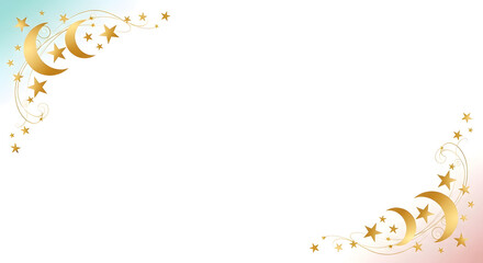 Elegant Crescent Moon and Star Corner Frame Ramadan Kareem Minimal Eid Mubarak Greeting Template Background
