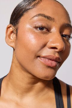 Beautiful multiracial woman in studio 