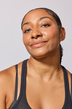 Beautiful multiracial woman in studio 