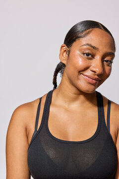 Beautiful multiracial woman in studio 
