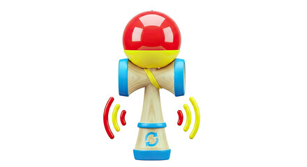 3D Render of a Kendama Toy with Sound Waves