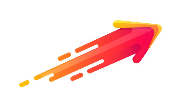 Dynamic red and orange flame arrow flying forward motion effect isolated on transparent background