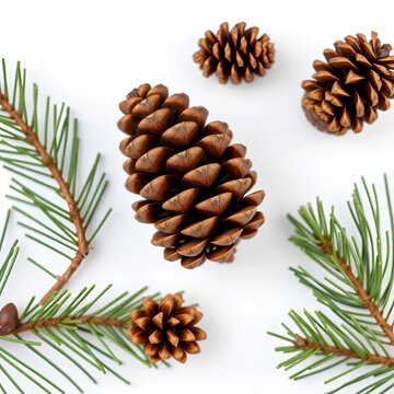 Pine (conifer) cone,  seed cone,  ovulate cone on white background