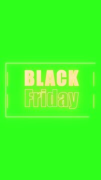 Animated Black Friday Text with Glowing Frame on Green Screen Background