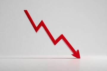 Obraz premium Red arrow showing downward trend in finance