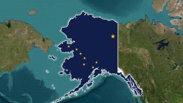 Alaska Map With Flag Animation