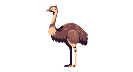 Naklejka premium Digital illustration of a large flightless bird, perhaps a rhea, standing gracefully. Its body features distinct brown and beige plumage, isolated
