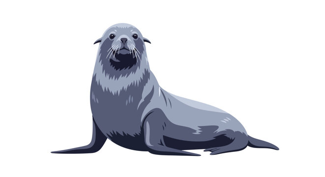 Detailed vector illustration of an arctic fur seal standing on white background an aquatic mammal