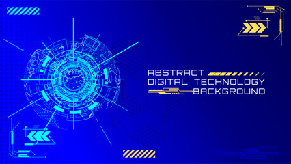 Obraz premium Digital Technology Globe with Circuitry and Futuristic Elements. Abstract Digital Technology Background Modern