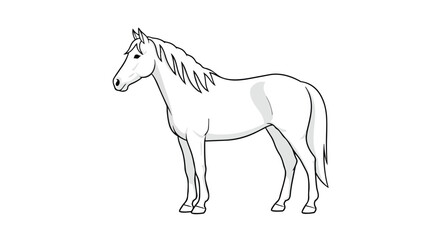 Obraz premium Graceful equine illustration for diverse creative projects, featuring a sleek contour drawing of a majestic horse in profile, ideal for educational