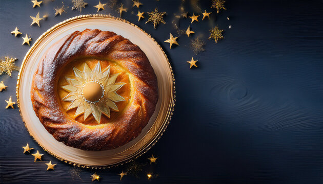 Banner Of Beautiful Epiphany Cake On Ardoise Generated With Ai
