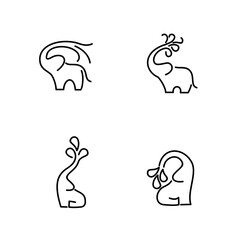 Fototapeta premium Set of Abstract Minimalist Elephant Line Art Illustrations for Branding