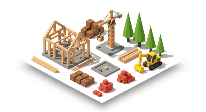 3D Construction Site Model with Trees.