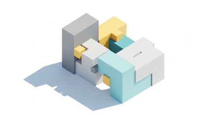 3D Isometric House Architectural Model.
