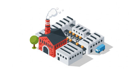 Fototapeta premium 3D Factory Building with Chimney.