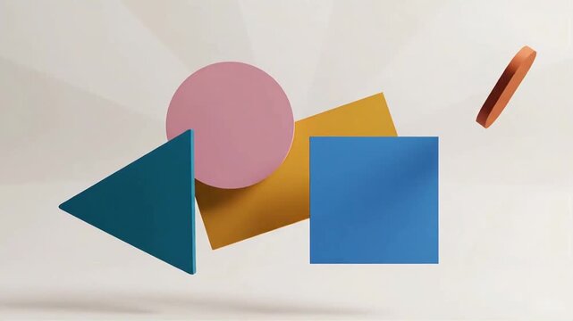 Abstract Geometric Shapes Triangle Circle Square and Oval in Motion.