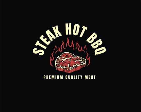 steak hot bbq meat grill logo
