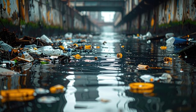 FlyPro Firefly Ripples Disturbing Industrial Debris Reflections on Polluted Water Surface Representing Obfuscation