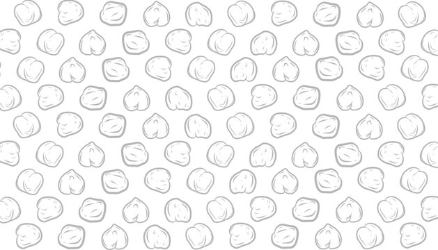 Chickpea Seamless Pattern. Hand Drawn Garbanzo Bean Illustration. Outline Vector Repeating Food Background.