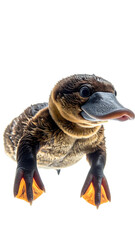 Cute Baby Platypus Floating on a Clean White Background