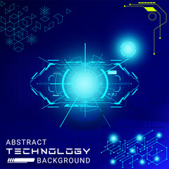 Abstract digital technology background with futuristic cyber eye screen interface.