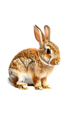 Obraz premium Soft Rabbit Nibbling in a Neat Pose on White Background