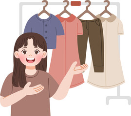 woman shopping clothes thrift store