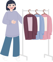 woman shopping clothes thrift store