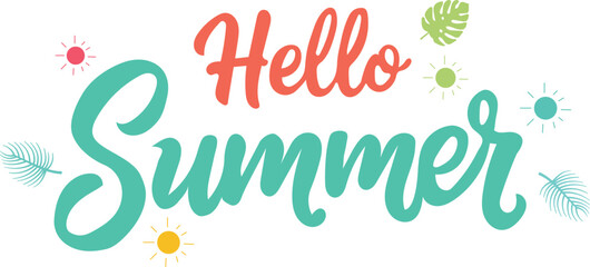 Hello summer colorful typography with decorative elements © Abutaleb Hossen