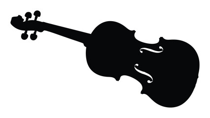 A black silhouette of a violin on a white background isolated on white background, Vector © MDRian