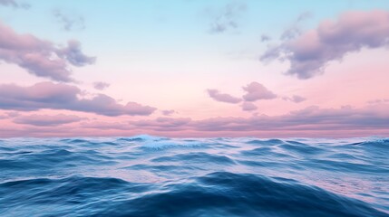 Fototapeta premium Ocean waves at dawn with pink and blue sky water