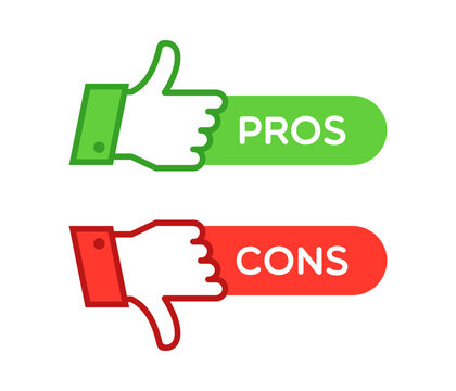 Vector Pros and Cons Thumbs Up and Thumbs Down Labels
