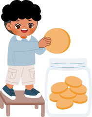 kid saving coins on coin bank financial management