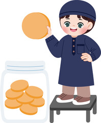 kid saving coins on coin bank financial management