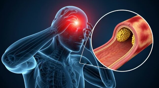 Medical Illustration of Headache and Atherosclerosis in Artery
