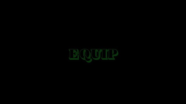 Equip text in green for Game Development Game UI Text Animation 