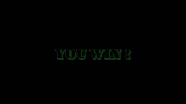You win! text in green for Game Development Game UI Text Animation 