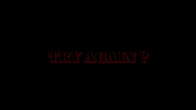 Try Again? text in red for Game Development | Game UI Text Animation 