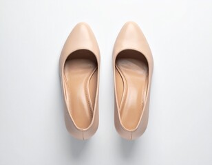 Fototapeta premium Elegant pair of beige pointed-toe flats, perfect for everyday wear and stylish outfits.
