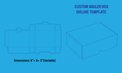 Custom mailer box dieline template for packaging and shipping solutions