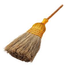 A traditional broom with a wooden handle