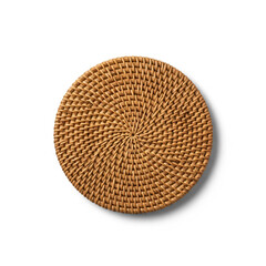 Handmade Rattan Wicker Coaster Natural Fiber Table Mat Isolated White