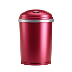 Obraz premium A red trash can with a silver band around the lid