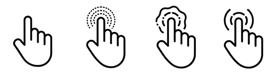 Obraz premium Hand Cursor Click Icon Set Vector Illustration of Finger Pointing and Touching Gestures Isolated on White Background for Web Interface and Mobile App Navigation Design